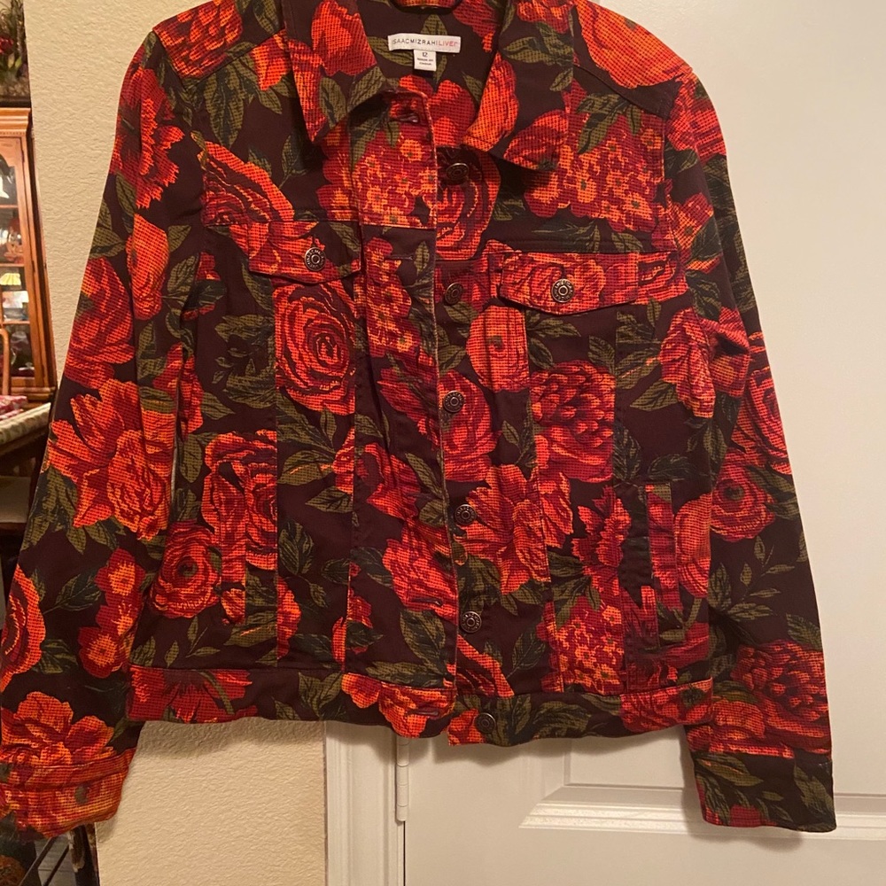 Floral denim style jacket